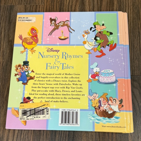2005 Disney Nursery Rhymes & Fairy Tales Book - Yellow, Purple, Pink - Picture 3 of 5